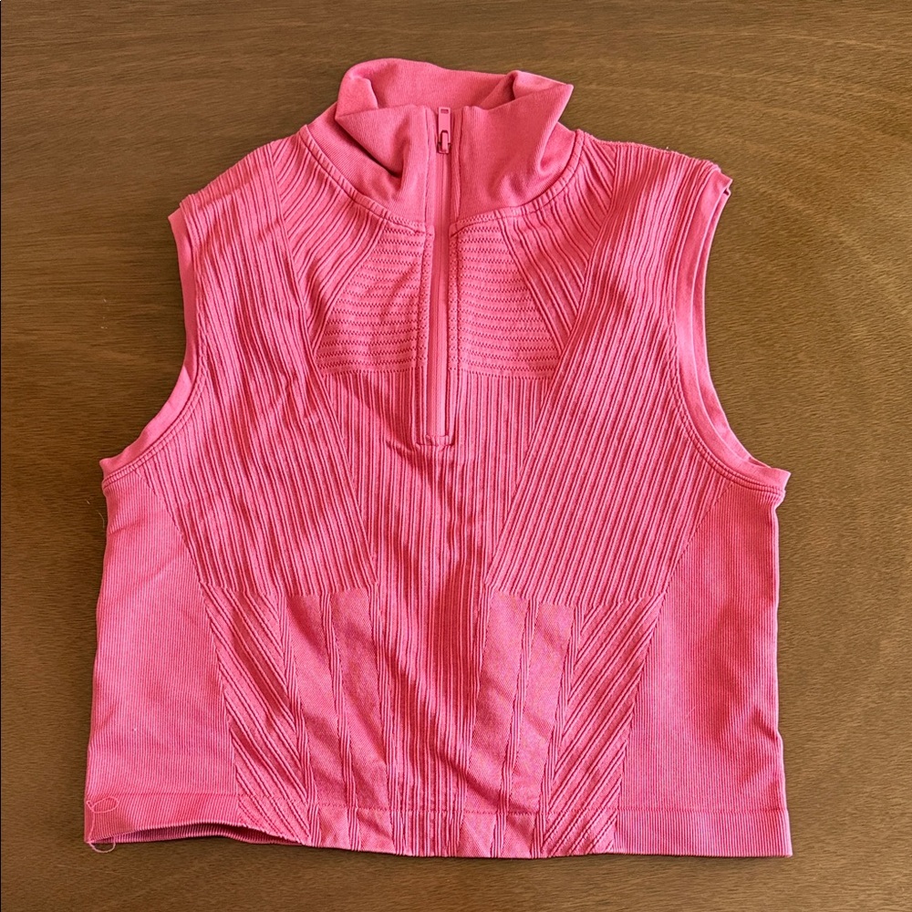 Oysho Pink Sleeveless Zip-Up Top